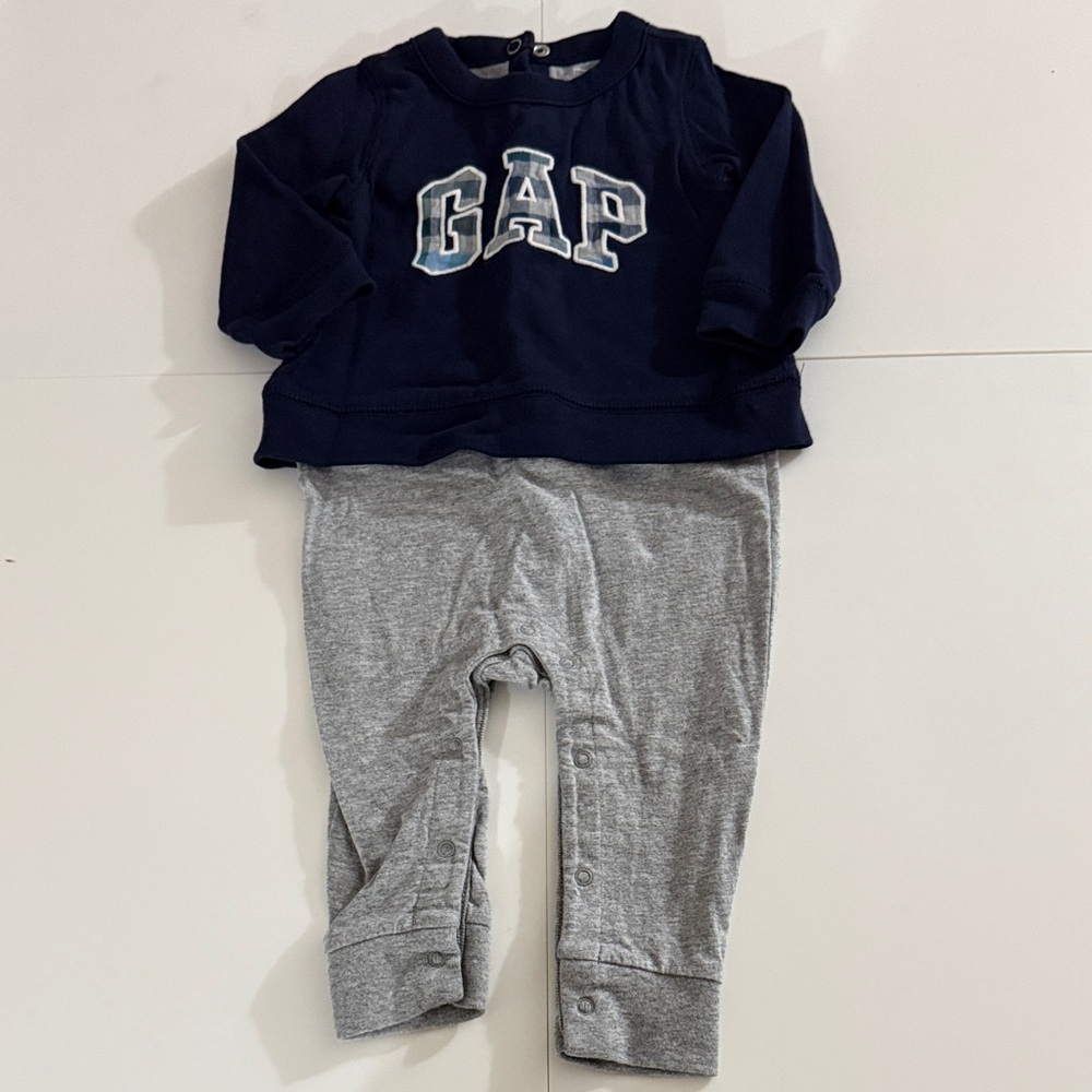 Baby GAP Kids Navy and Gray Jumpsuit